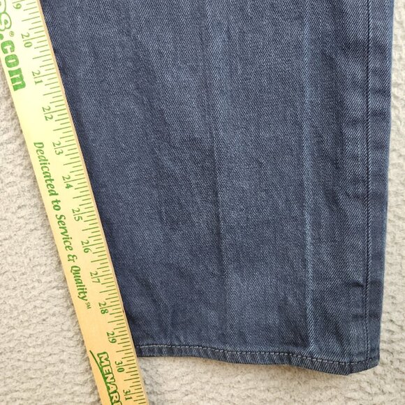 Mens 44x32 Levis Blue Dark Wash 501 Classic Fit Straight Leg Button Fly Denim - Picture 6 of 9